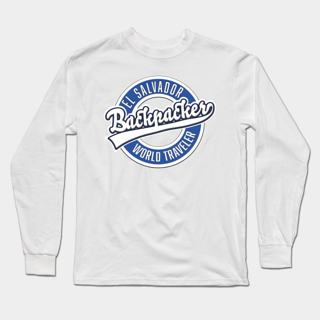 El Salvador backpacker world traveler logo Long Sleeve T-Shirt by nickemporium1